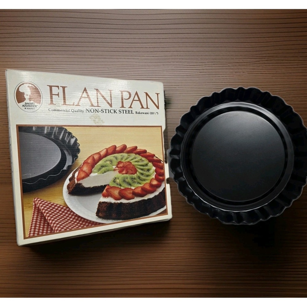 Vintage Roshco Bakers Advantage Commercial Quality Non-Stick‎ Steel FLAN PAN NEW